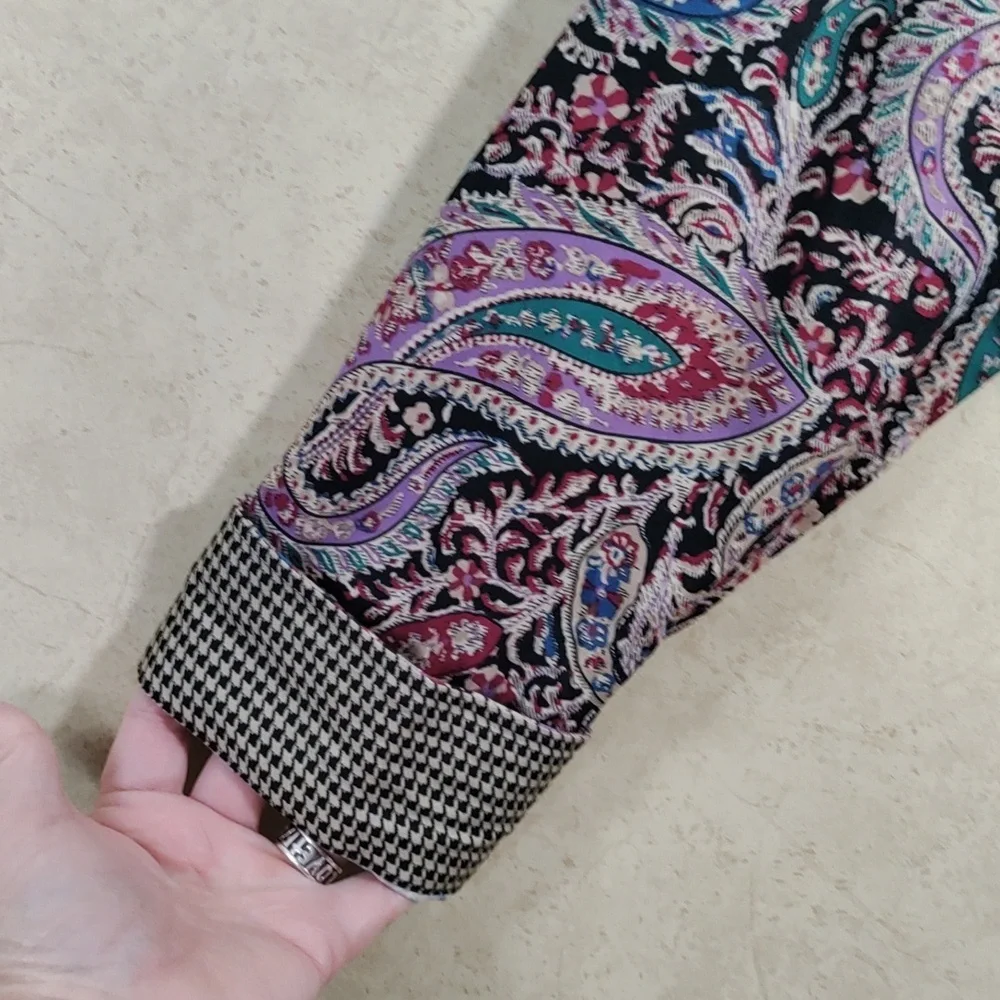 2/$10 04178 Chaps teal & purple paisley No Iron button up shirt XL NWT - Picture 5 of 13